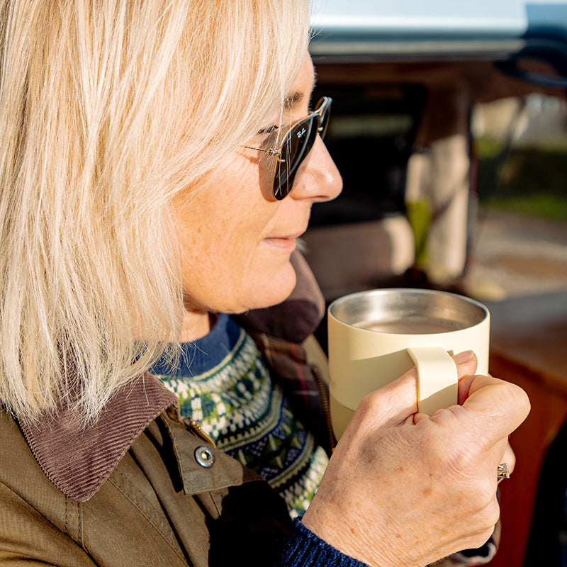12oz-rise-mug-f0 12oz_rise_coffee_mug_wax_yellow_woman_drink_closeup_square.jpg